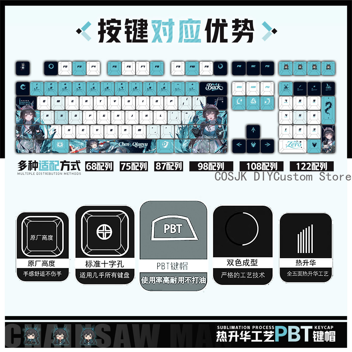 122 Klawisze Anime Chen Qianyu – Mechanical Keyboard recenzja i cena